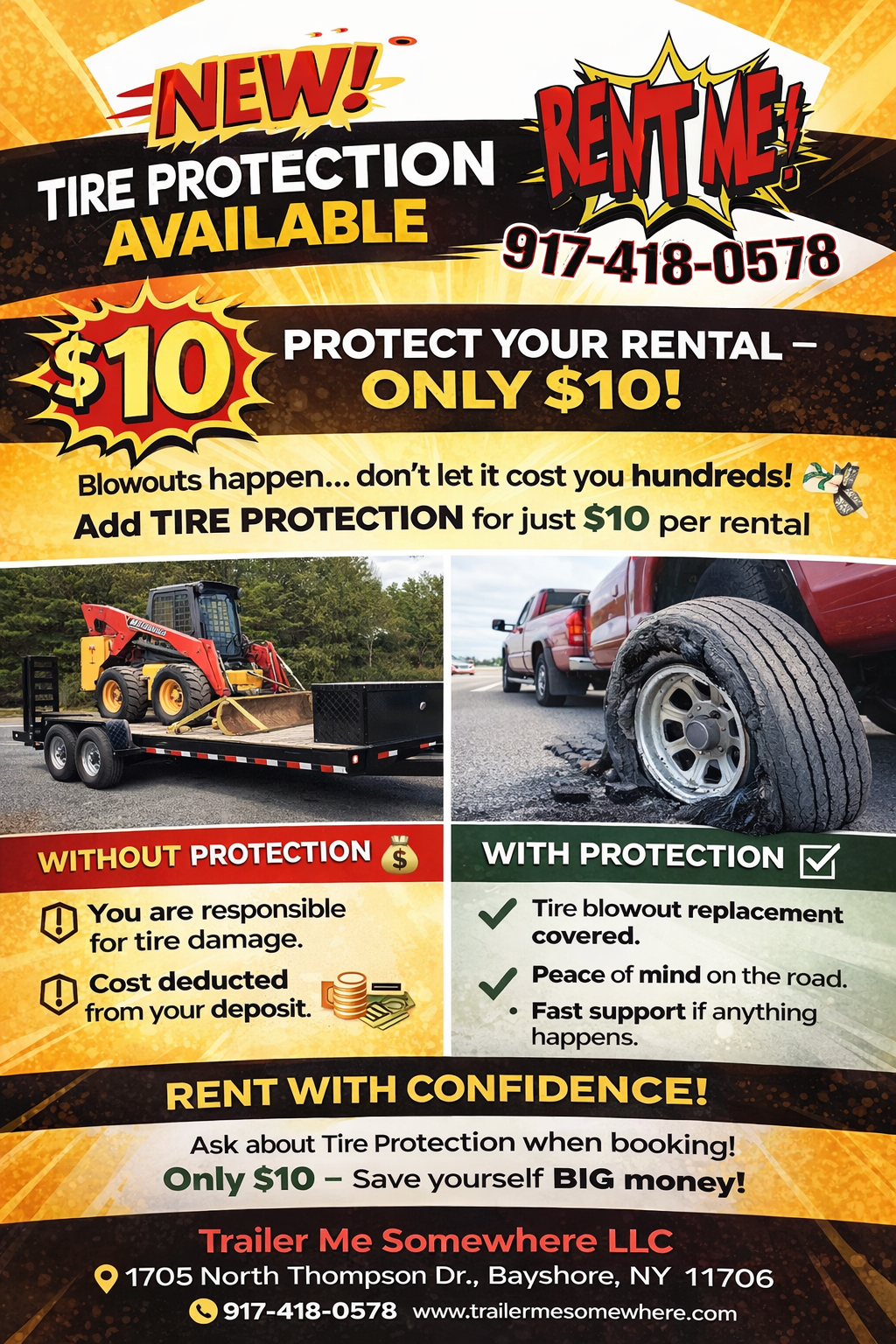 Tire Protection Coverage - $10 per rental